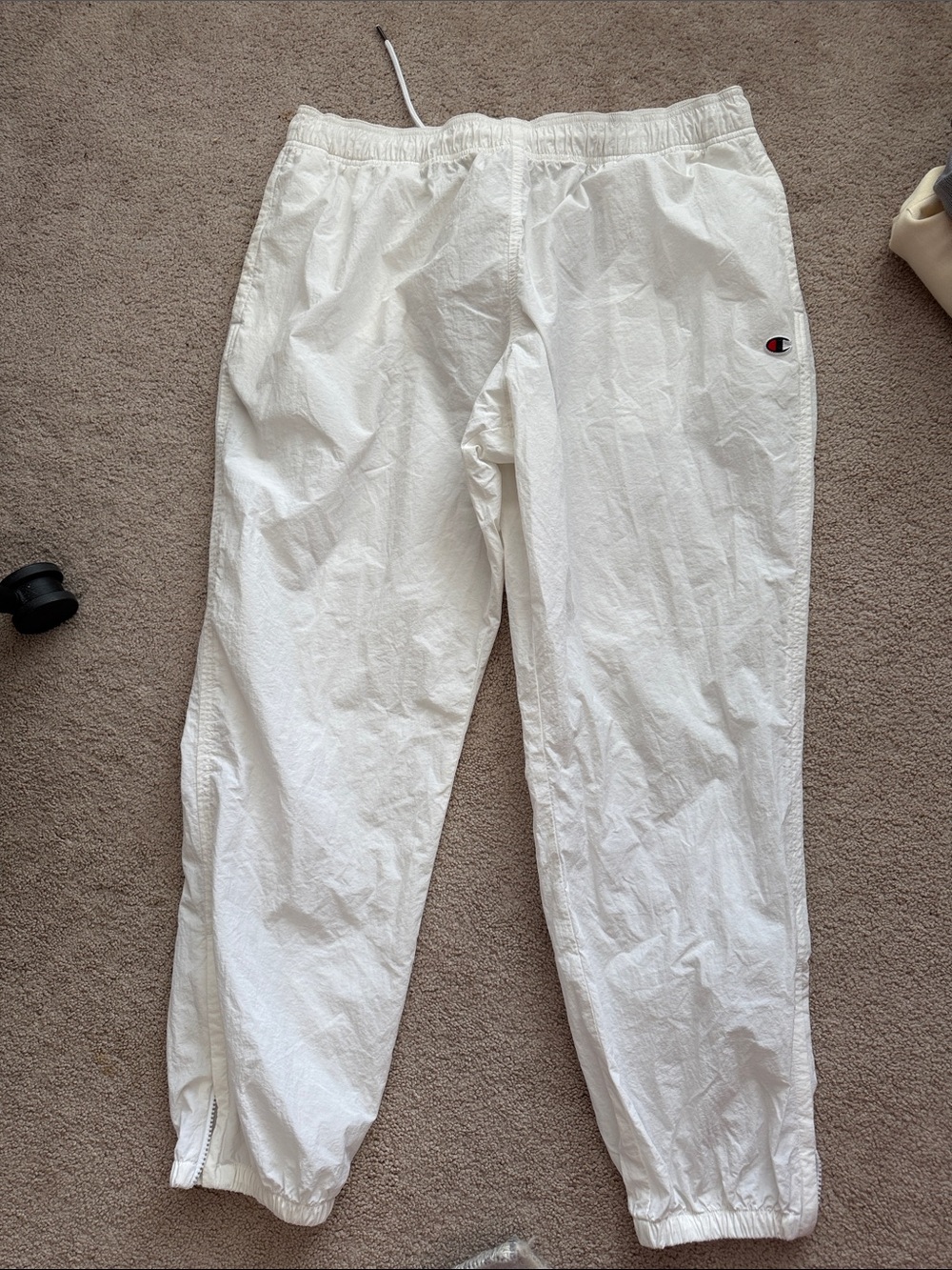 Men’s Champion White Lightweight Jogger Sweatpants with Logo